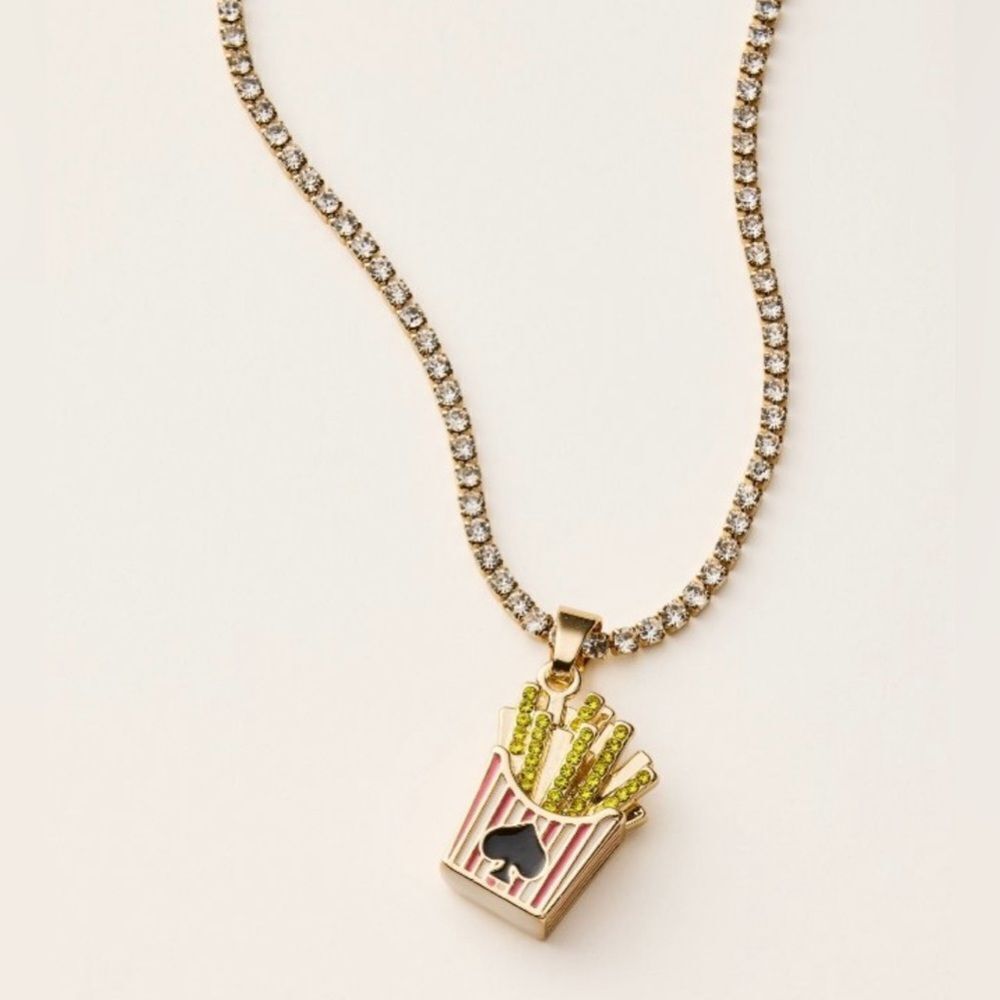 kate spade x Target Gold Faux Stone Chain Necklace French Fries Charm